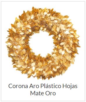 ADORNO CORONA HOJAS MATE ORO  50CM JANEL