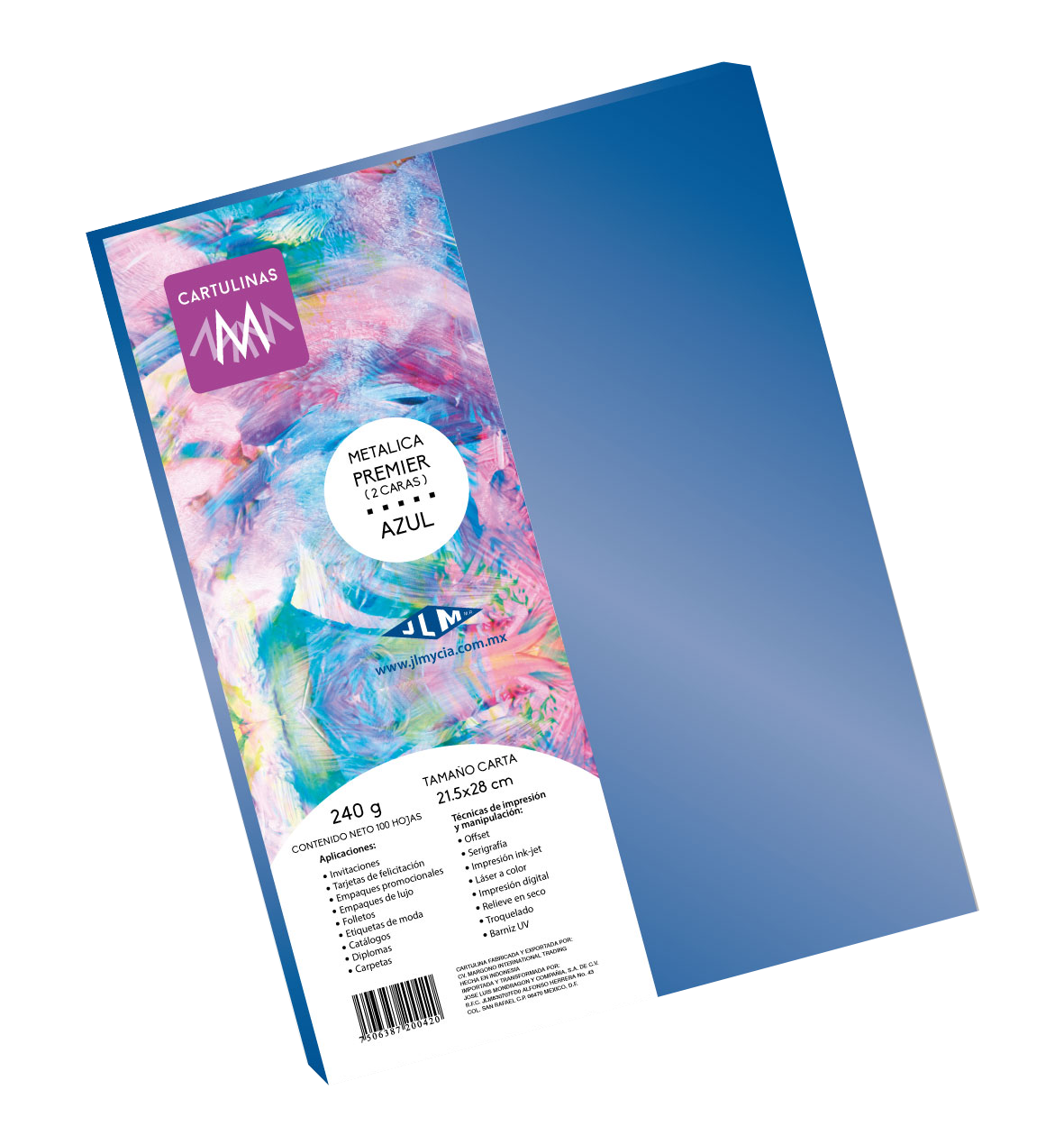 CARTULINA CTA MET.PREMIER AZUL     C/100 2058-46A JLM 2 CARA