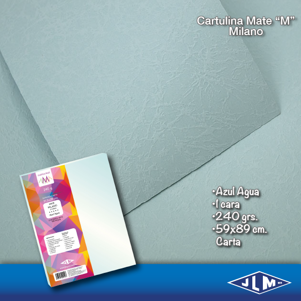 CARTULINA CTA MATE MILANO AZL AGUA C/100 200123 2051-50F JLM