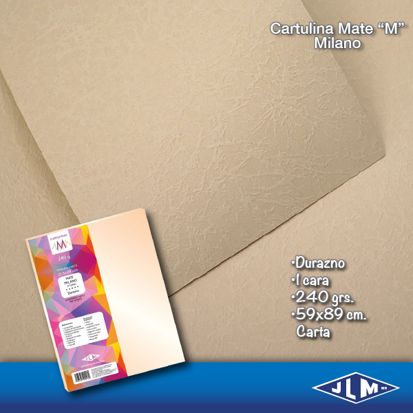 CARTULINA CTA MATE MILANO DURAZNO  C/100 200130 2051-50F-1 JL