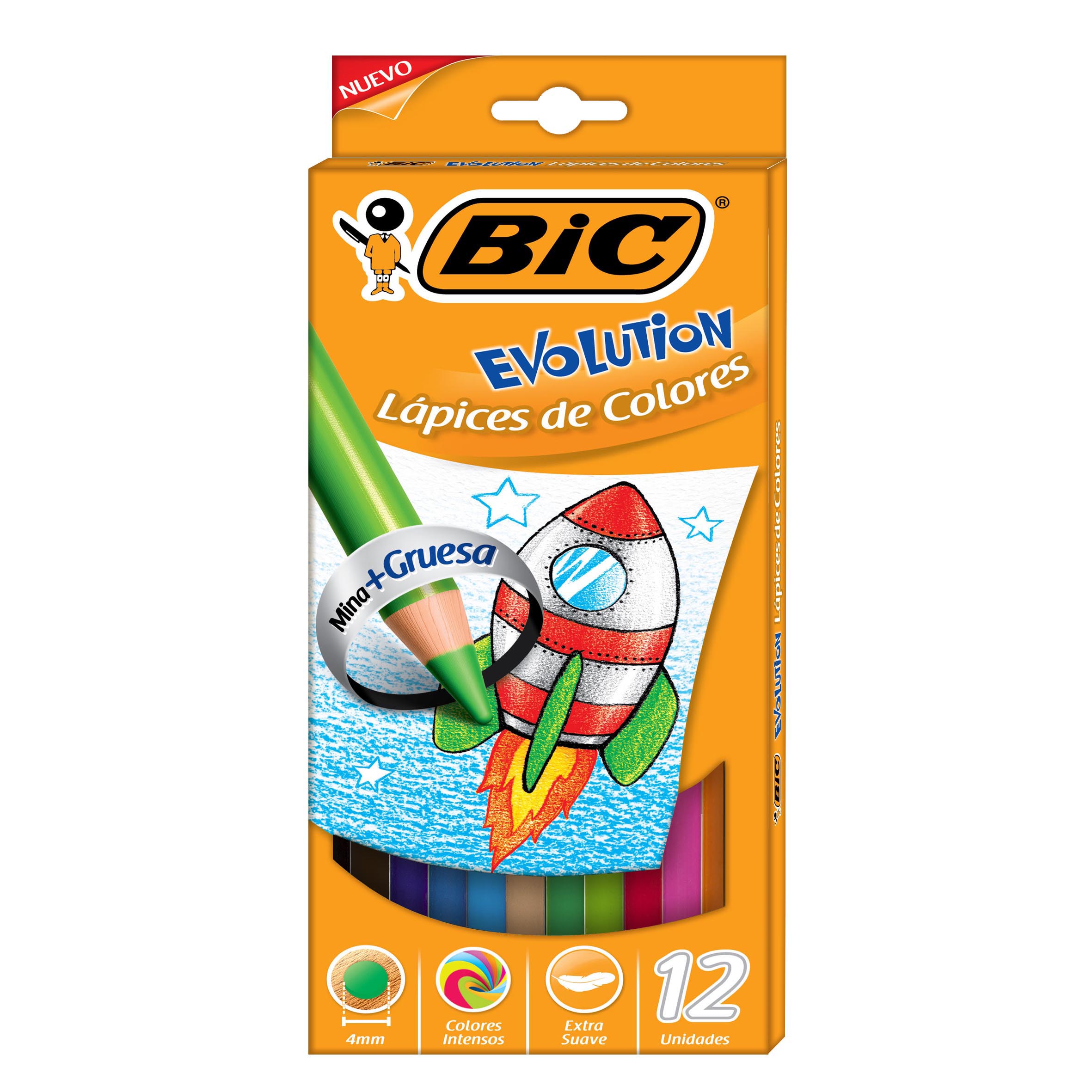 LAPIZ DE COLOR C/12 LARGOS EVOLUTION BIC