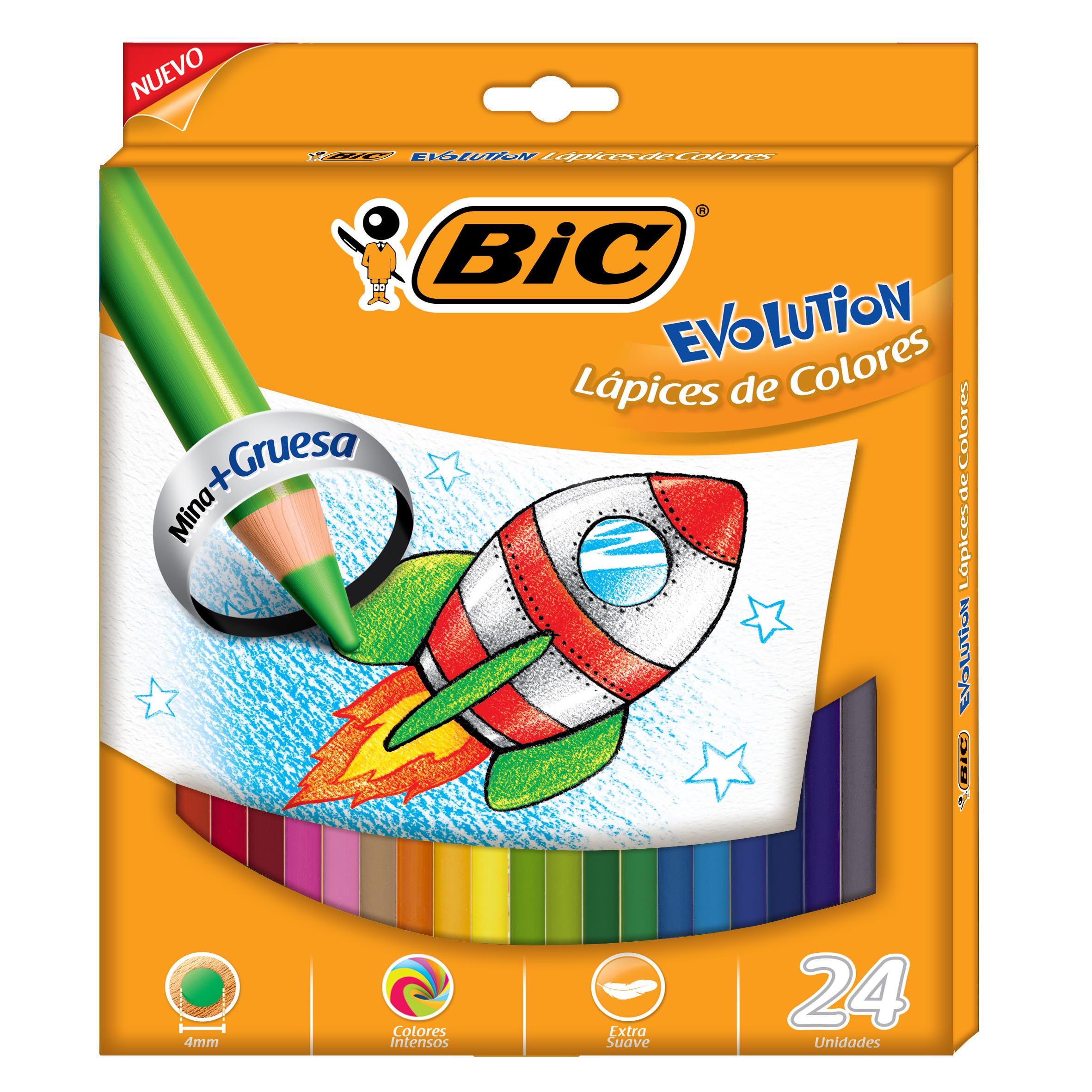 LAPIZ DE COLOR C/24 LARGOS EVOLUTION BIC