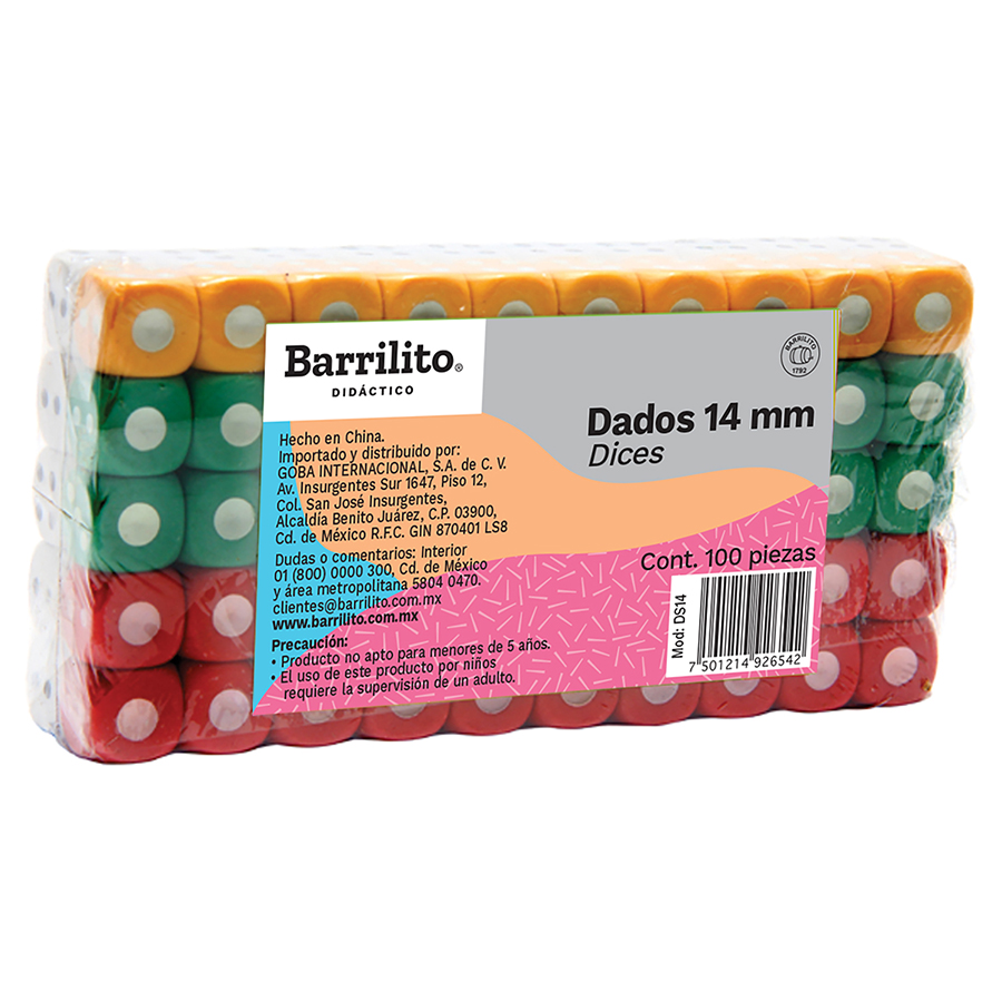 DADOS DE 14 MM COLORES SURT. C/100  DS14