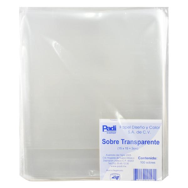 Z SOBRES TRANSPAR. 15.0X15.0  C/100   PA 001254 125 HORIZONTA