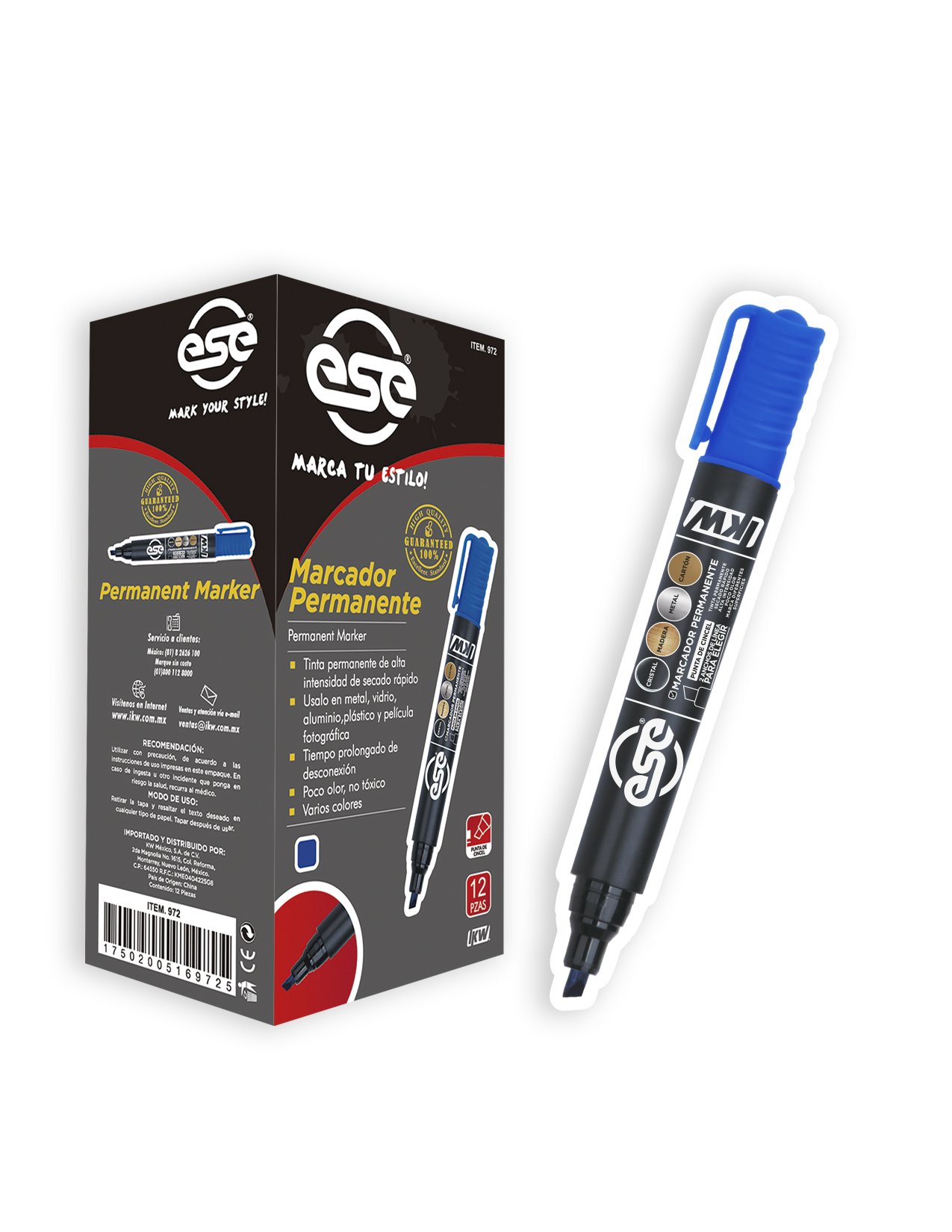 MARCADOR PERMANENTE ESE AZL    C/12  IKW