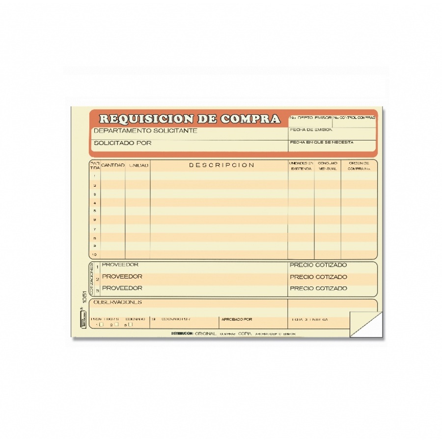 BLOCK 1051 REQUISICION DE COMPRA  PRINTA 101275 25JGS DUP. 1/