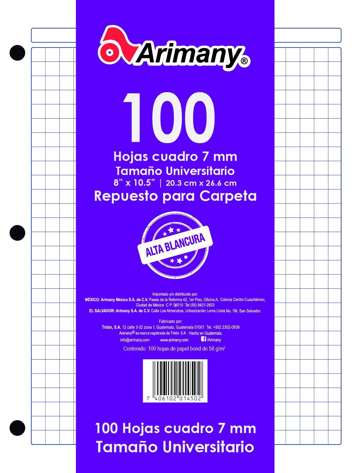 BLOCK CARTA CUADRO 7  100H 3PERF.ARIMANY