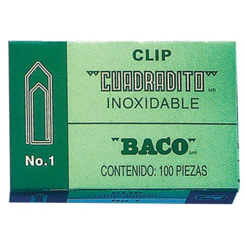 CLIP CUADRADITO NIQUELADO #1 C/100  BACO
