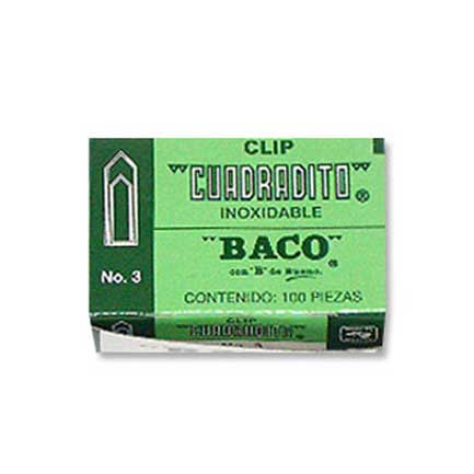 CLIP CUADRADITO NIQUELADO #3 C/100  BACO