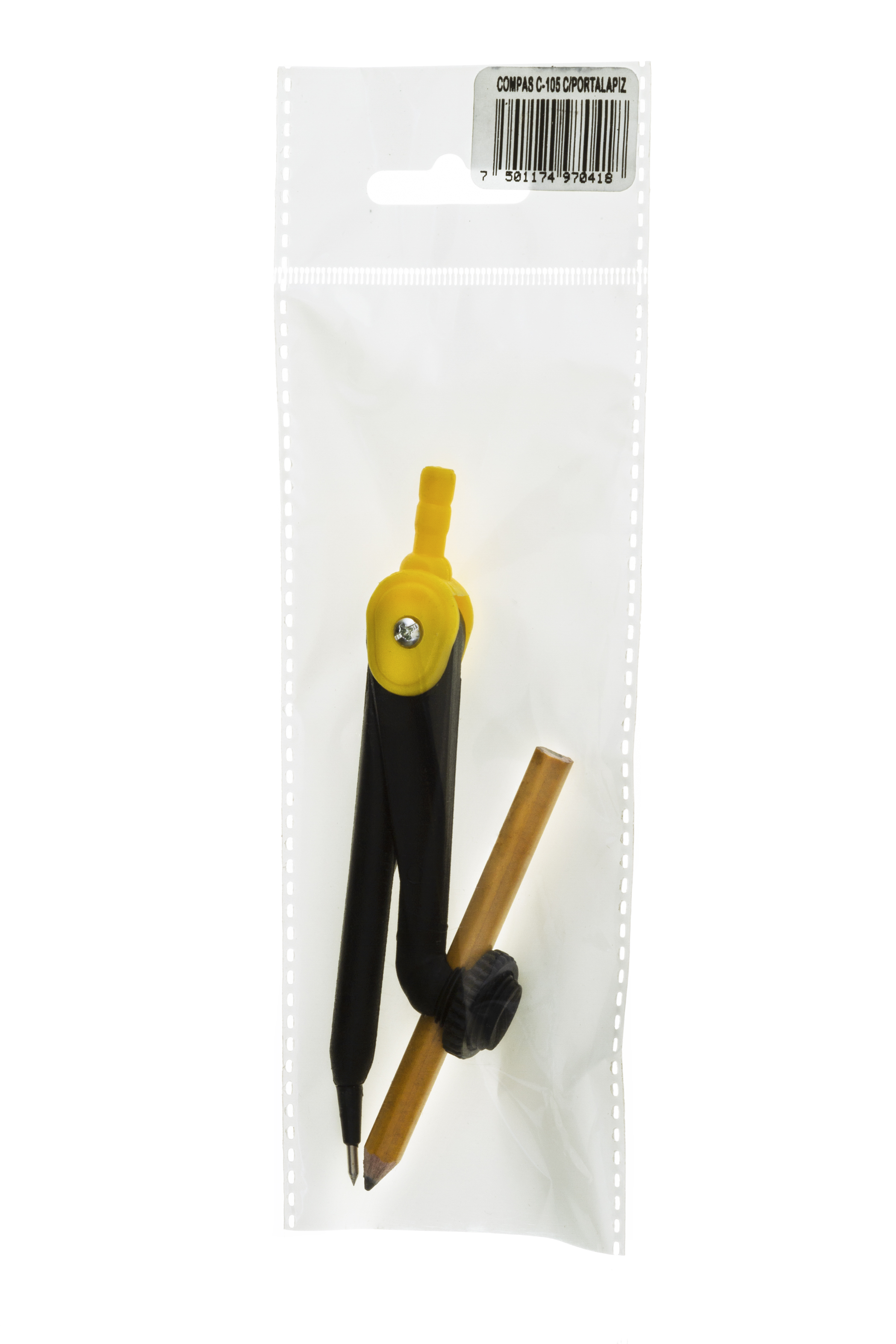 COMPAS ESCOLAR DE PLASTICO C-105    BACO 970418 C/PORTA LAPIZ