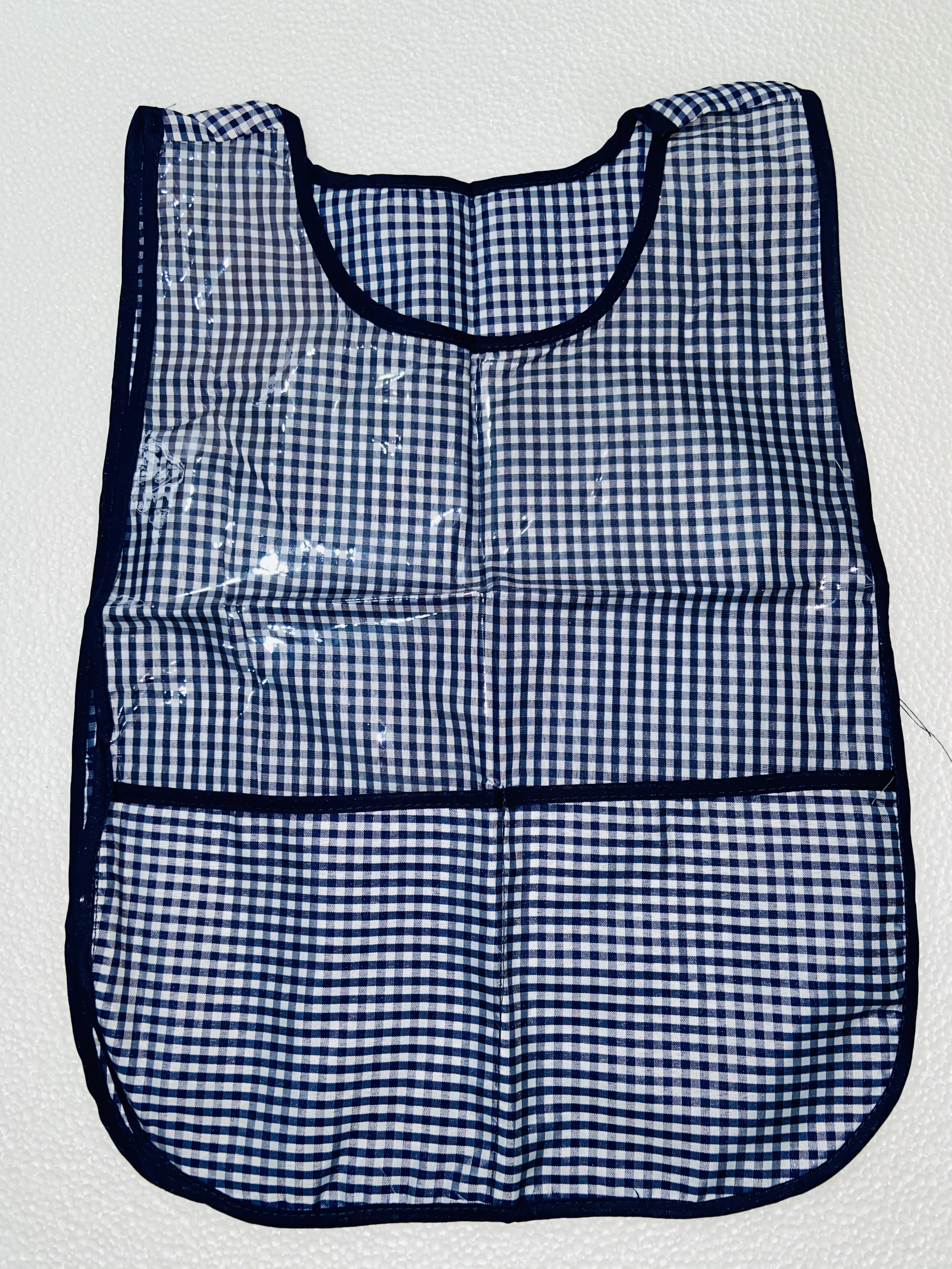 MANDIL INFANTIL DE TELA AZUL MARINO