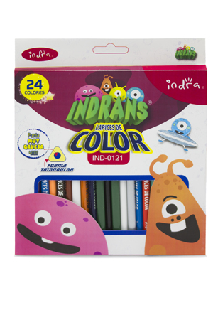 LAPIZ DE COLOR C/24 LARGOS TRIAN.  INDRA 038291 IND-0121