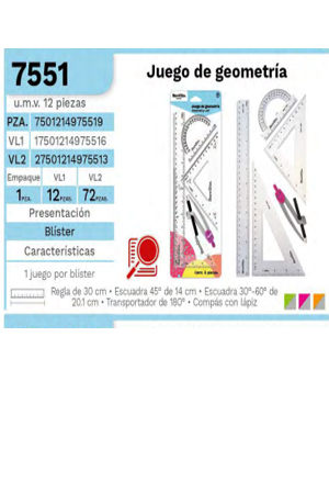 JUEGO DE GEOM.CHIC.ESTAND.ESC.7551 BARRI