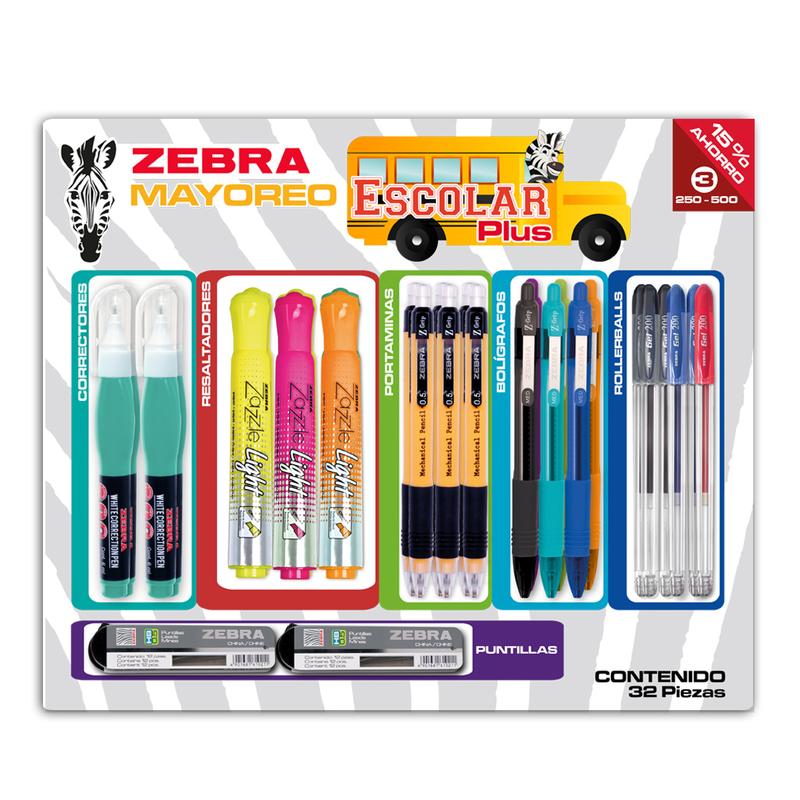 Z KIT ESCOLAR PLUS   C/32 PZA   9112 ZEB 617470 (4CORR,6MARCA