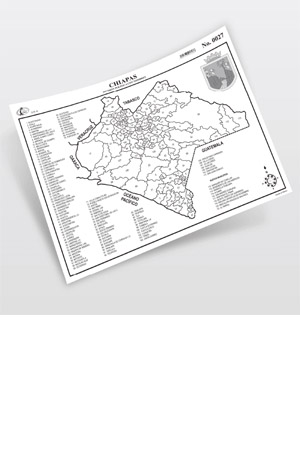 MAPA MURAL CHIAPAS DIVISION POLITICA RAF 0027 70X95 C/NOMBRE
