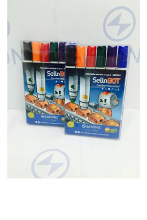 MARCADOR AGUA LAVABLE SABONIS C/6 SELLOS 791509 M2034 COL.SUR