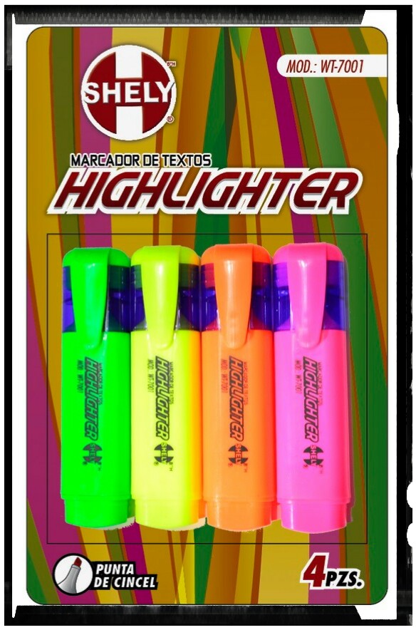 MARCATEXTO C/04 SURT.HIGHLIGHTER   SHELY 781698 WT-7056 PUNTA
