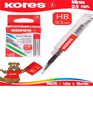 MINAS 0.5MM HB C/15                KORES 990150 PROD.DESCATAL