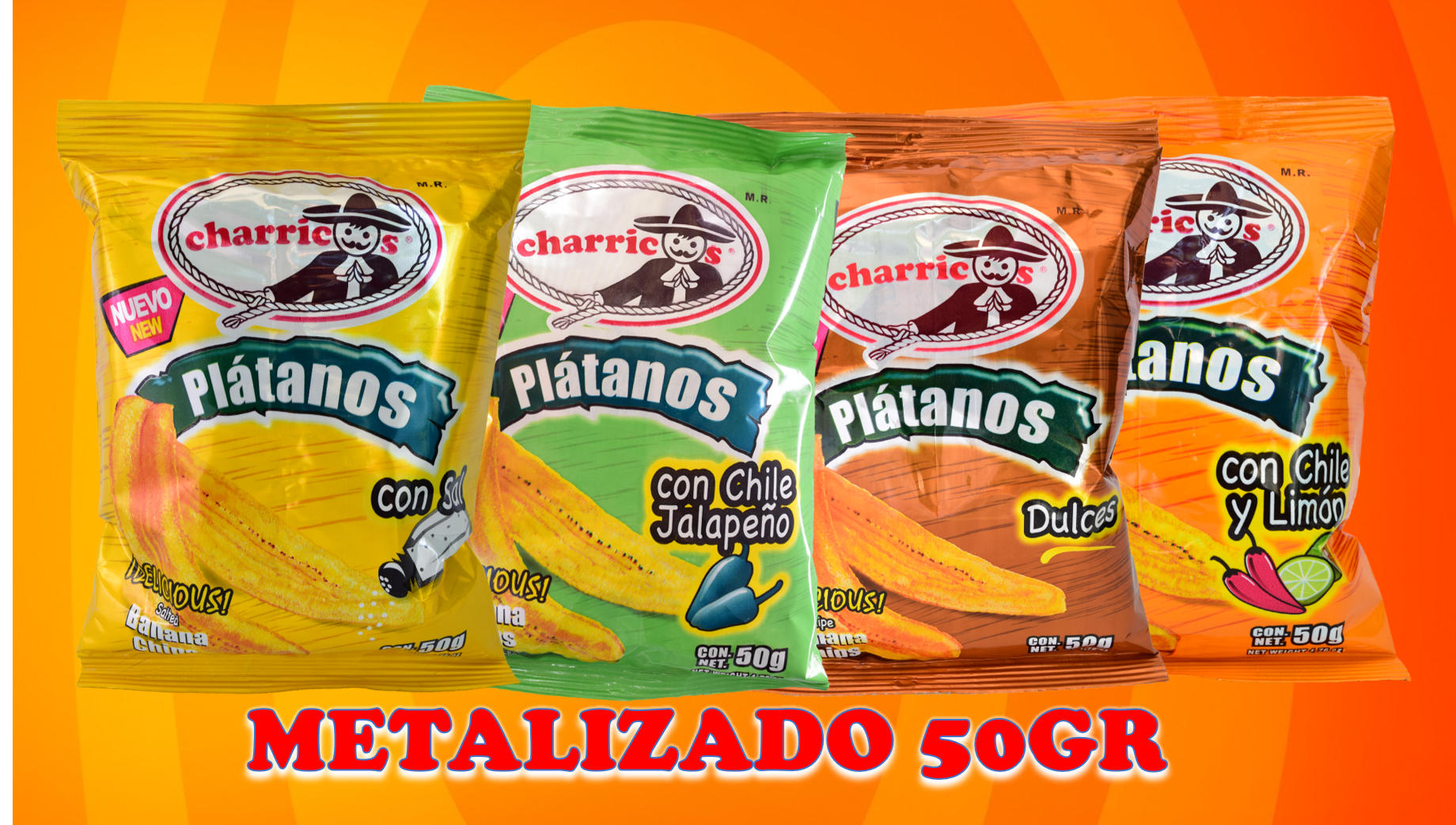 GOLOSINA CHARRICOS PLATANO     50GR C/40 011651 METALIZADO HO