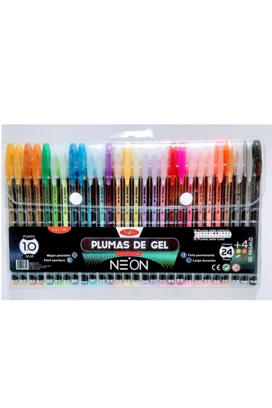 BOLIGRAFO MED. GEL NEON SURT. C/24 INDRA 038314 IND-0115 C/24