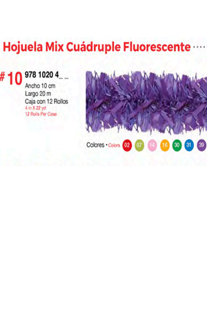 ROLLO HOJUELA MIXTA CUAD.#10 FLUO.ROJO   9781020402 JANEL