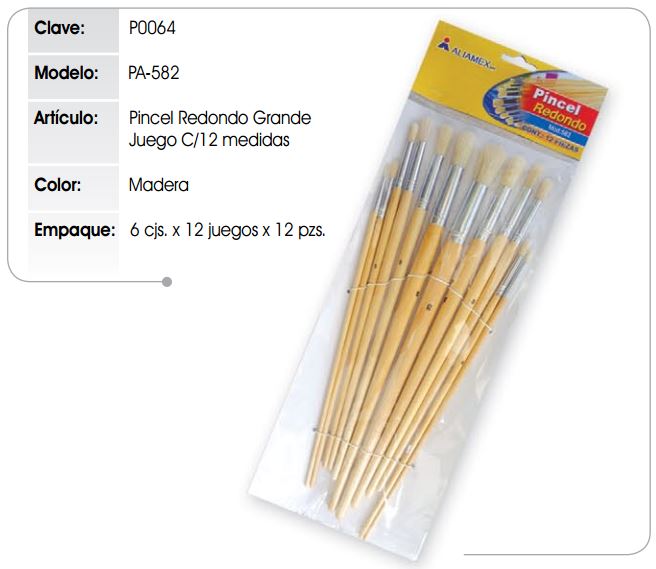 PINCEL DE MADERA ALIAM.582  RD.# 6 C/12