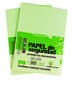 PAPEL SEGURIDAD T/O VERDE    C/100H      2257-02 JLM/LOZANO