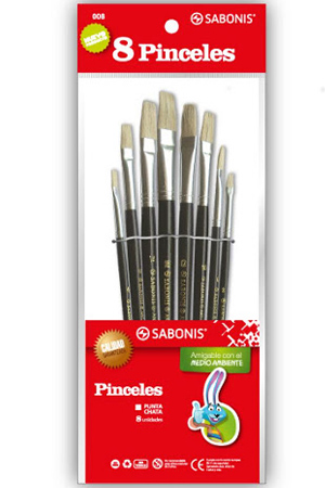 PINCEL DE MADERA PLANO C/08      SABONIS