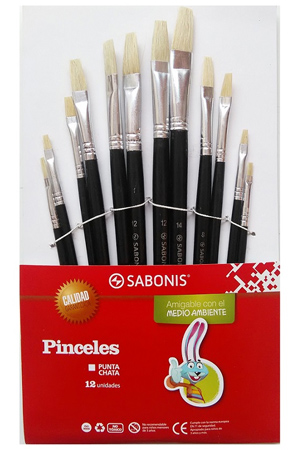 PINCEL DE MADERA PLANO C/12      SABONIS