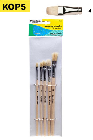 PINCEL ESCOLAR DE MADERA P/OLEO PLANO  4 BARRILITO KOP5 (CORT