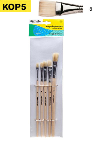 PINCEL ESCOLAR DE MADERA P/OLEO PLANO  8 BARRILITO KOP5 KOA6,