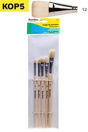PINCEL ESCOLAR DE MADERA P/OLEO PLANO 12 BARRILITO KOP5 KOA6,