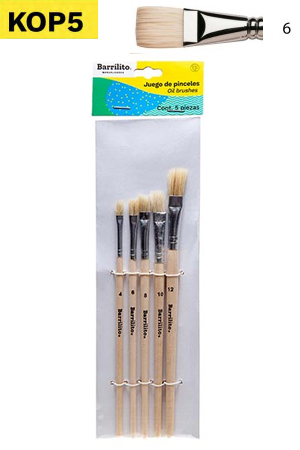 PINCEL ESCOLAR DE MADERA P/OLEO PLANO  6 BARRILITO KOP5 (CORT