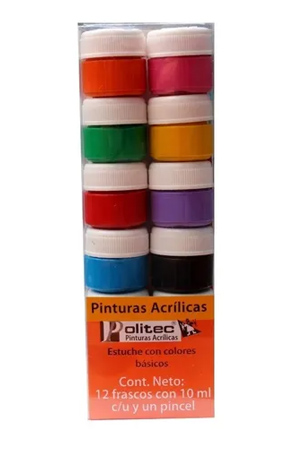 PINTURA ACRILICA  10ML C/12 COLR.POLITEC