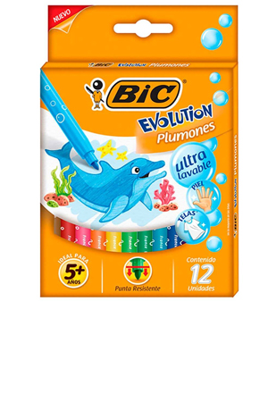 PLUMIN LAV. BIC C/12 COLORES   EVOLUTION