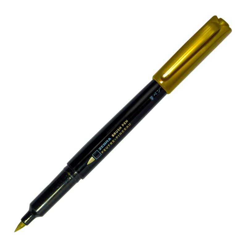 PLUMIN P.M. BRUSH PEN  ORO METAL.  ZEBRA 016507 617678 4013-0