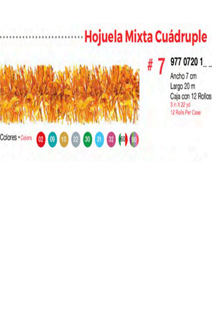 ROLLO HOJUELA MIXTA CUAD.#7 20M ORO JANE 9770720110