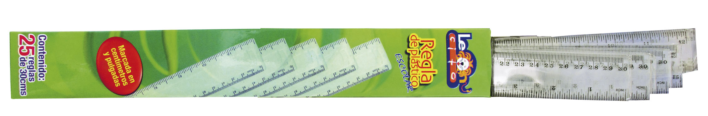 REGLA ESC.PLAST. 30CMS TRANSP.  LEONCITO
