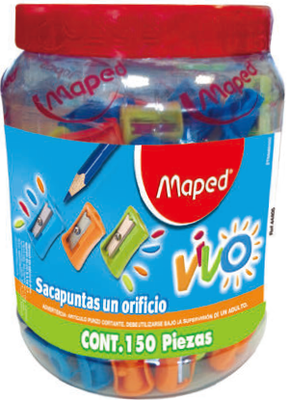 SACAPUNTA ESCOLAR PLAST.VIVO C/150 MAPED 448051 448053(+1GEL
