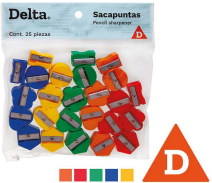 SACAPUNTA ESCOLAR PLASTICO MIX     DELTA 972266 SKD25 C/SURTI