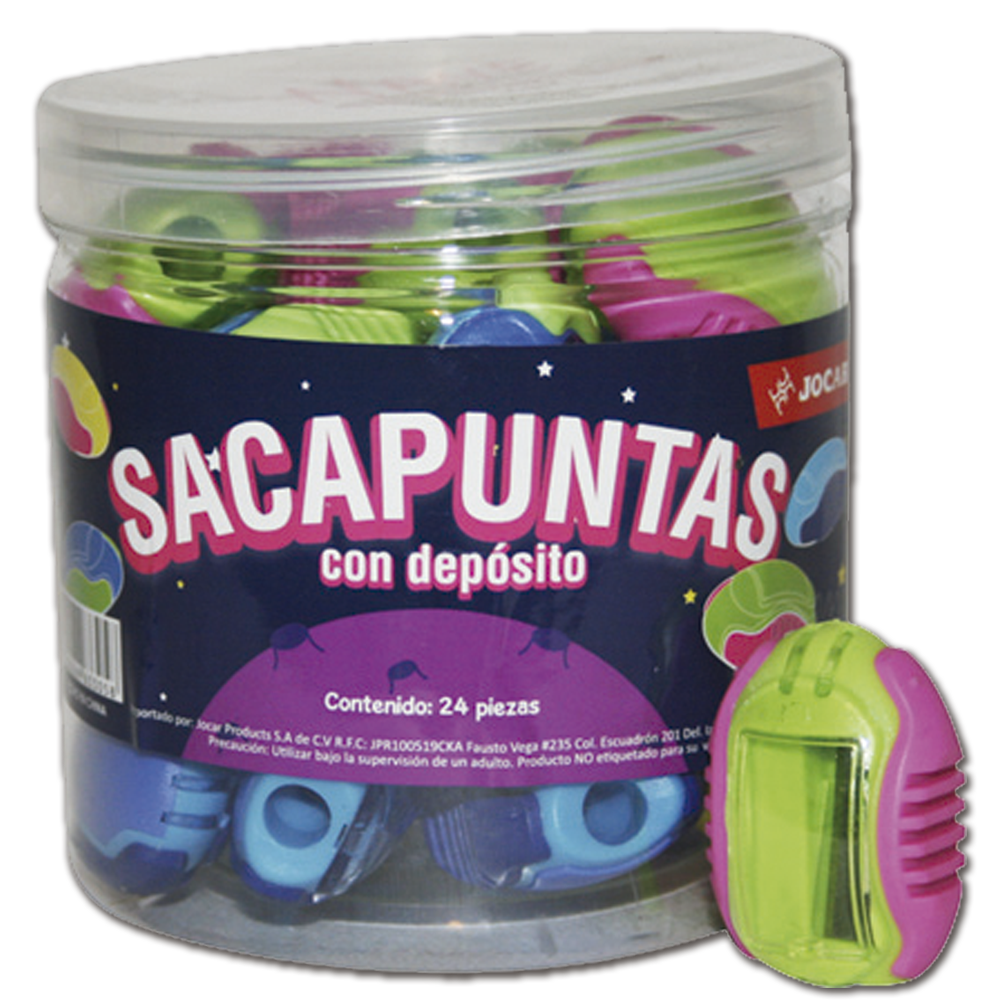 SACAPUNTA ESCOLAR PLAST.C/DEP.NAVE JOCAR 633058 SN COL SURTID