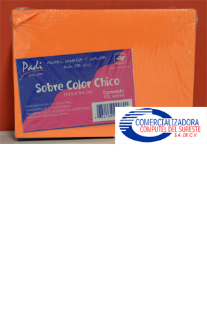 SOBRE COLOR CHICO  C/100 COLOR.SURT.PADI