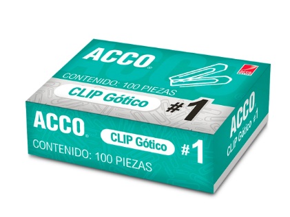 CLIP CUADRADITO NIQUELADO #1 C/100  ACCO 016803 P1680      CL