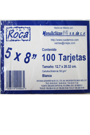 TARJETA BRISTOL 5X8" BCA C/100      ROCA