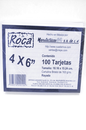 TARJETA BRISTOL 4X6" RYA C/100      ROCA