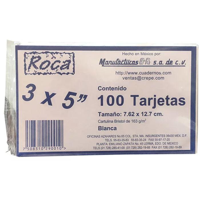 TARJETA BRISTOL 3X5" BCA C/100      ROCA