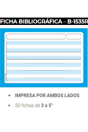 TARJETA BRISTOL 3X5" RYA C/050 PRINTAFOR 108069 1535R