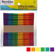 PALITOS MAD.PLANO P/ARMAR C/50 COL.BARRI 986584 W600C COLRES