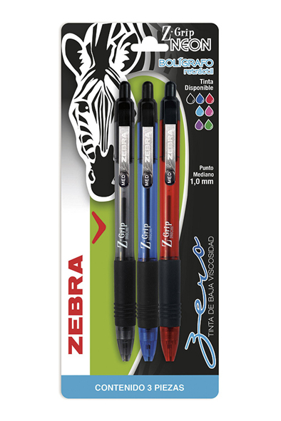 Z BOLIGRAFO MED. Z-GRIP NEON SURT.   ZEB 7924-06 612901 ZEBRA