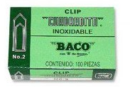 CLIP CUADRADITO NIQUELADO #2 C/100  BACO